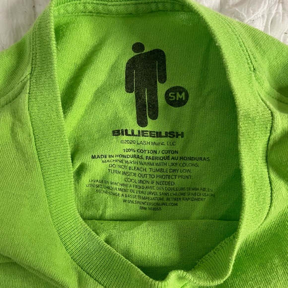 Billie Eilish Lime Green Long Sleeve Tee Sz Small - Picture 3 of 5